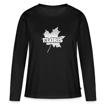 Feuille d’érable Floris - T-shirt manches longues Premium bio Femme - noir - Devant - Julia (174cm)