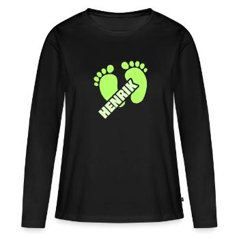 Geburt Henrik - Frauen Premium Bio Langarmshirt - Schwarz - Vorne - Julia (174cm)