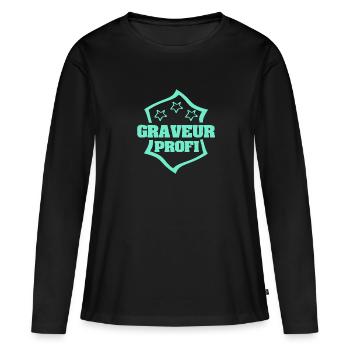 Profession Graveur - T-shirt manches longues Premium bio Femme - noir - Devant - Julia (174cm)