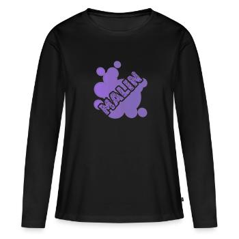 Prénom Malin - T-shirt manches longues Premium bio Femme - noir - Devant - Julia (174cm)