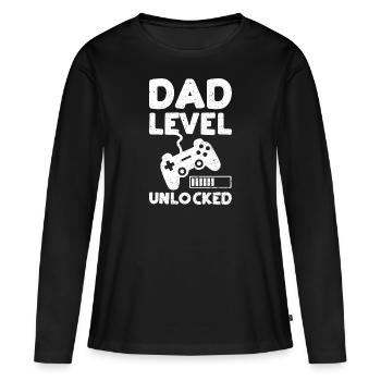 Niveau papa déverrouillé - Papa - T-shirt manches longues Premium bio Femme - noir - Devant - Julia (174cm)