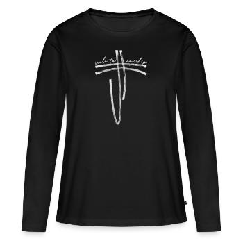 fait pour adorer - Jésus-Christ de Nazareth - T-shirt manches longues Premium bio Femme - noir - Devant - Julia (174cm)
