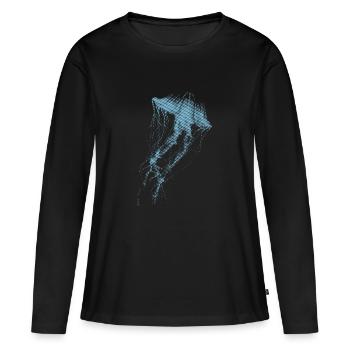 Kwalle émeutes bleu - T-shirt manches longues Premium bio Femme - noir - Devant - Julia (174cm)
