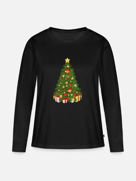 Weihnachtsbaum - Frauen Premium Bio Langarmshirt - Schwarz