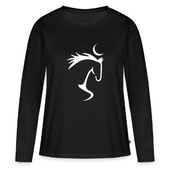 Cheval cheval - T-shirt manches longues Premium bio Femme - noir - Devant - Julia (174cm)