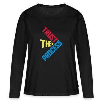 faire confiance au processus Devis - T-shirt manches longues Premium bio Femme - noir - Devant - Julia (174cm)