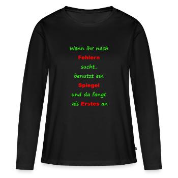 Fehler suchen - Frauen Premium Bio Langarmshirt - Schwarz - Vorne - Julia (174cm)