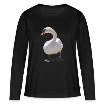 Schwan - Frauen Premium Bio Langarmshirt - Schwarz - Vorne - Julia (174cm)