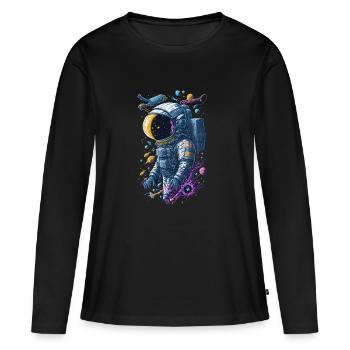 Astronaute - T-shirt manches longues Premium bio Femme - noir - Devant - Julia (174cm)