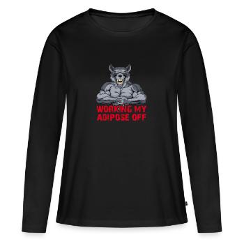 Musculation Musculation Renforcement musculaire Perte de graisse sans limite - T-shirt manches longues Premium bio Femme - noir - Devant - Julia (174cm)