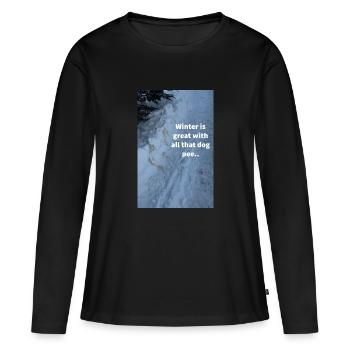 de chien au pays des merveilles d'hiver - T-shirt manches longues Premium bio Femme - noir - Devant - Julia (174cm)