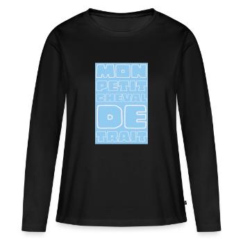 Mon petit cheval de trait - T-shirt manches longues Premium bio Femme - noir - Devant - Julia (174cm)