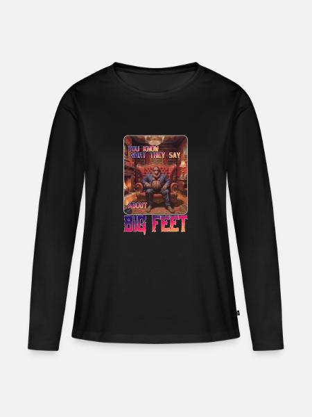 Lustiges Bigfoot-Fuß-Meme - Frauen Premium Bio Langarmshirt - Schwarz