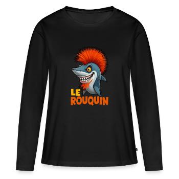 Le rouquin - T-shirt manches longues Premium bio Femme - noir - Devant - Julia (174cm)