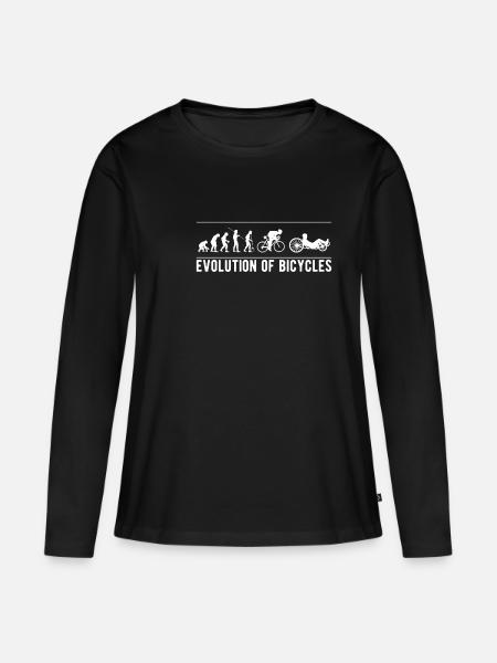 Evolution of Bicycles Liegerad Geschenk Shirt - Frauen Premium Bio Langarmshirt - Schwarz