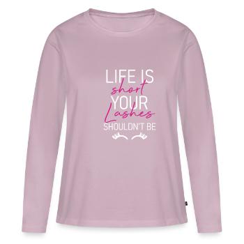 La vie est courte, vos cils ne devraient pas être - T-shirt manches longues Premium bio Femme - rose poudré - Devant - Julia (174cm)