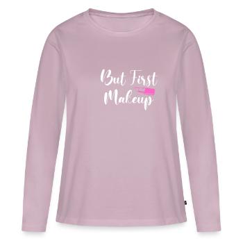 Mais premier cadeau de chemise de maquillage - T-shirt manches longues Premium bio Femme - rose poudré - Devant - Julia (174cm)