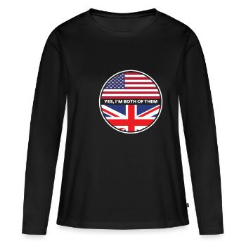 Oui, je suis tous les deux uk usa - T-shirt manches longues Premium bio Femme - noir - Devant - Julia (174cm)