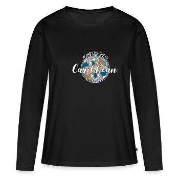 Lune de miel Lune de miel Chemise de vacances Caraïbes - T-shirt manches longues Premium bio Femme - noir - Devant - Julia (174cm)