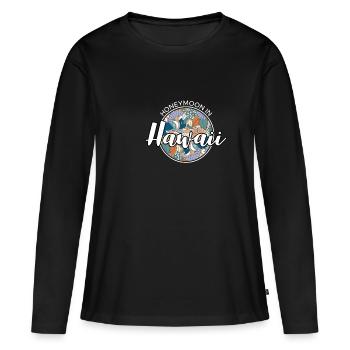 Lune de miel Chemise de vacances De Lune de Miel Hawaii - T-shirt manches longues Premium bio Femme - noir - Devant - Julia (174cm)