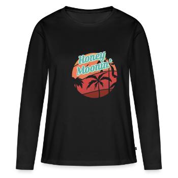 Lune de miel Lune de miel Chemise de vacances Cadeau - T-shirt manches longues Premium bio Femme - noir - Devant - Julia (174cm)