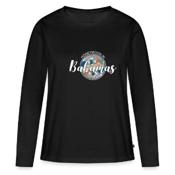 Lune de miel Chemise de vacances Bahamas - T-shirt manches longues Premium bio Femme - noir - Devant - Julia (174cm)