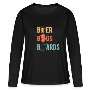 Beer Bags Boards Shirt Cornhole Gift - Women's Premium Organic Long Sleeve Shirt - black - Front - Julia (174cm)