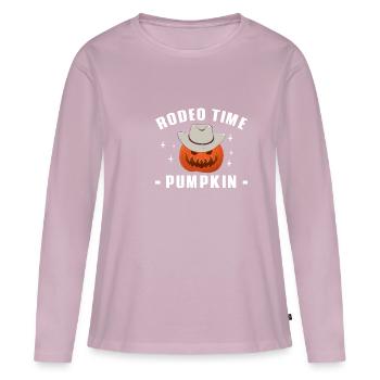 Rodeo Time Pumpking Country Wild West Halloween - T-shirt manches longues Premium bio Femme - rose poudré - Devant - Julia (174cm)