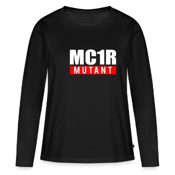 MC1R Mutant Shirt Redhead Red Hair Cadeau - T-shirt manches longues Premium bio Femme - noir - Devant - Julia (174cm)