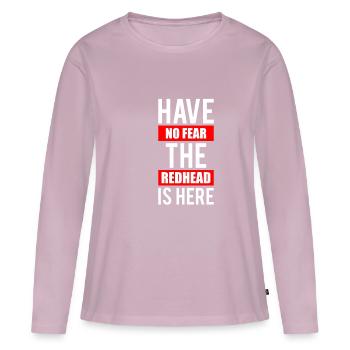 N’ayez pas peur que la rousse soit ici cadeau de chemise - T-shirt manches longues Premium bio Femme - rose poudré - Devant - Julia (174cm)