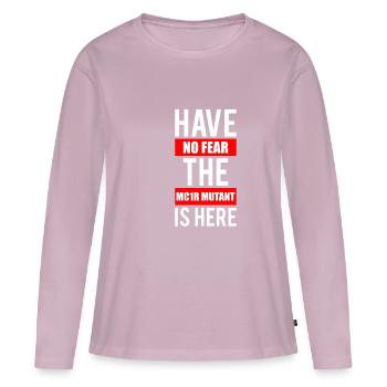 N’ayez pas peur que le mutant MC1R soit ici rousse - T-shirt manches longues Premium bio Femme - rose poudré - Devant - Julia (174cm)