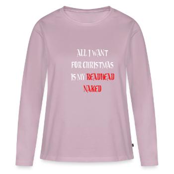 Tout ce que je veux pour Noël, c’est ma rousse nue - T-shirt manches longues Premium bio Femme - rose poudré - Devant - Julia (174cm)