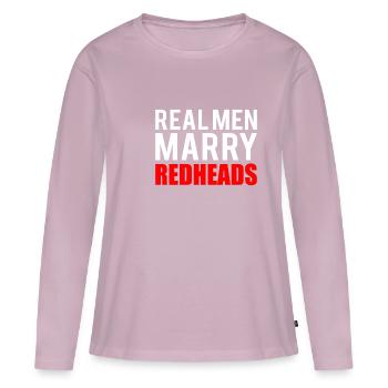 De vrais hommes épousent des roux Chemise Cadeau - T-shirt manches longues Premium bio Femme - rose poudré - Devant - Julia (174cm)