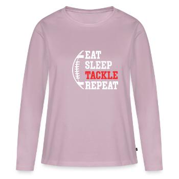 Eat Sleep Tackle Repeat Shirt Lineman - Women's Premium Organic Long Sleeve Shirt - dusky pink - Front - Julia (174cm)
