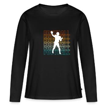 Vintage Retro Quarterback Shirt Football Cadeau - T-shirt manches longues Premium bio Femme - noir - Devant - Julia (174cm)