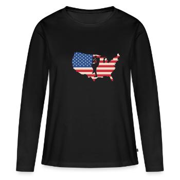 USA Flag America Flag Quarterback Shirt - T-shirt manches longues Premium bio Femme - noir - Devant - Julia (174cm)