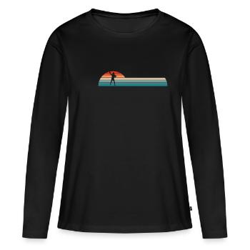 Vintage Retro Quarterback Shirt Football Cadeau - T-shirt manches longues Premium bio Femme - noir - Devant - Julia (174cm)