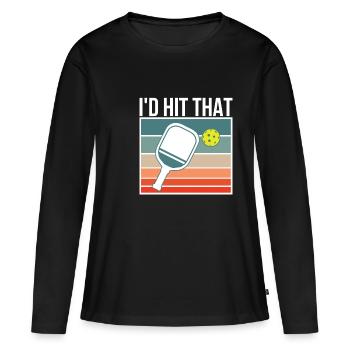 J’aurais frappé ce cadeau de chemise pickleball - T-shirt manches longues Premium bio Femme - noir - Devant - Julia (174cm)