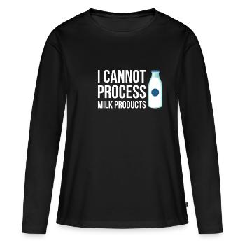 Je ne peux pas transformer de produits laitiers - T-shirt manches longues Premium bio Femme - noir - Devant - Julia (174cm)