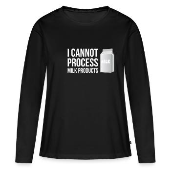Je ne peux pas transformer de produits laitiers - T-shirt manches longues Premium bio Femme - noir - Devant - Julia (174cm)