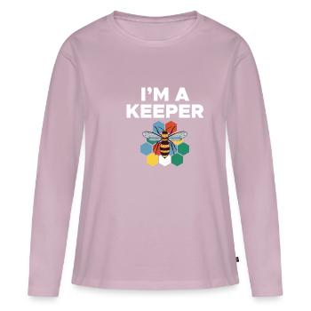 Im A Keeper Bee Shirt Cadeau - T-shirt manches longues Premium bio Femme - rose poudré - Devant - Julia (174cm)