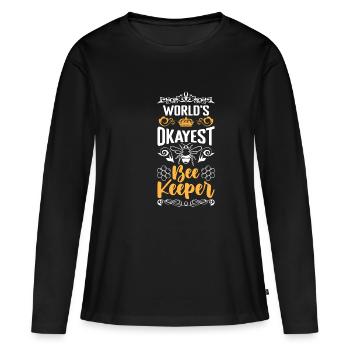 Worlds Okayest Bee Keeper Chemise Cadeau - T-shirt manches longues Premium bio Femme - noir - Devant - Julia (174cm)
