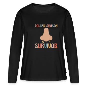 Cadeau de chemise de survivant de saison du pollen - T-shirt manches longues Premium bio Femme - noir - Devant - Julia (174cm)