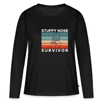 Survivant du nez bouché - T-shirt manches longues Premium bio Femme - noir - Devant - Julia (174cm)