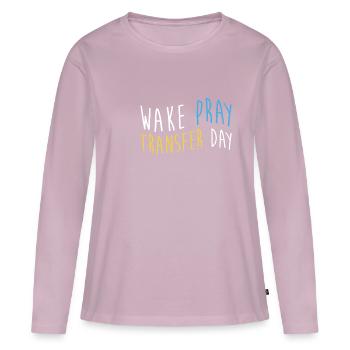 Wake Pray Jour de transfert Chemise Infirmière en dialyse - T-shirt manches longues Premium bio Femme - rose poudré - Devant - Julia (174cm)