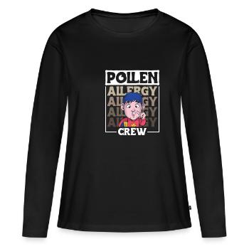 Cadeau de chemise d’équipage contre les allergies au pollen - T-shirt manches longues Premium bio Femme - noir - Devant - Julia (174cm)
