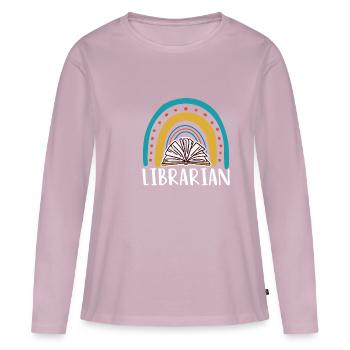 Librarian Shirt Gift - Women's Premium Organic Long Sleeve Shirt - dusky pink - Front - Julia (174cm)