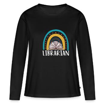 Librarian Shirt Geschenk - Frauen Premium Bio Langarmshirt - Schwarz - Vorne - Julia (174cm)