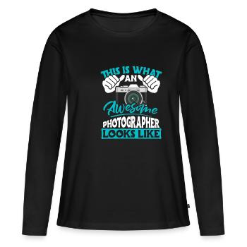 This Is What An Awesome Photographer Looks Like - Frauen Premium Bio Langarmshirt - Schwarz - Vorne - Julia (174cm)