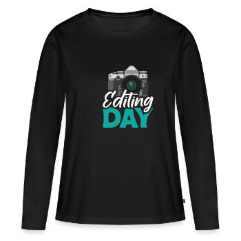 Editeur de jour Photographe de chemise - T-shirt manches longues Premium bio Femme - noir - Devant - Julia (174cm)